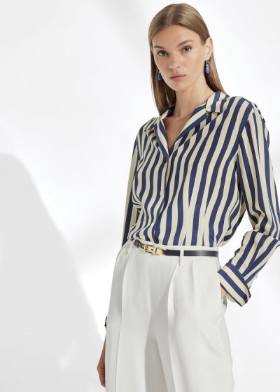 Camisa Ralph Lauren Vanna Striped Silk Mulher 13069-YDKO